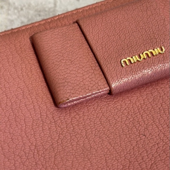 Miu MIU Pink Ribbon Bow Leather Zippy Zipper Long Wallet - Picture 13 of 13